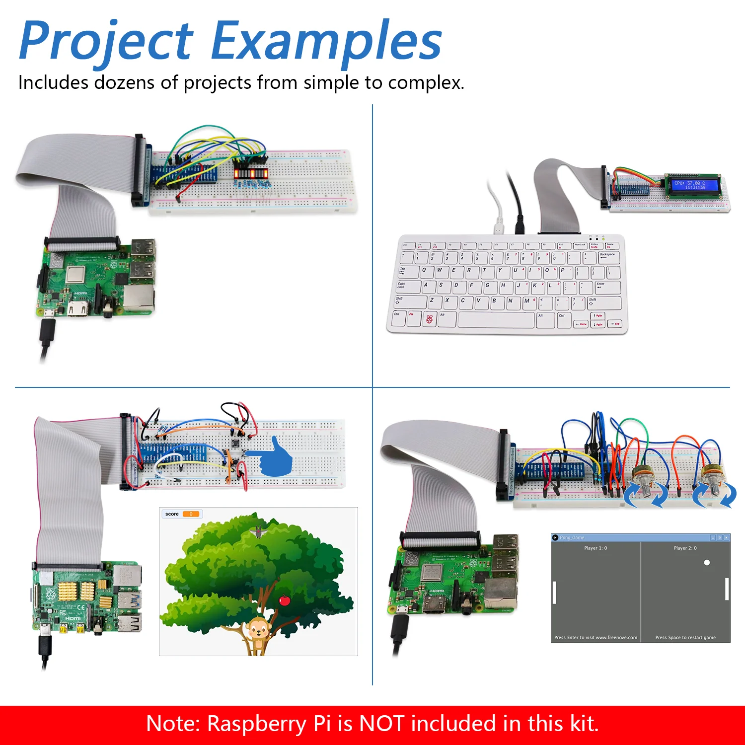 Freenove Ultrasonic Starter Kit for Raspberry Pi 5 4 B 3 B+ 400 Zero 2 W, 820-Page Detailed Tutorial, Python C Java Scratch Processing Code, 171 Items, 108 Projects - Image 5