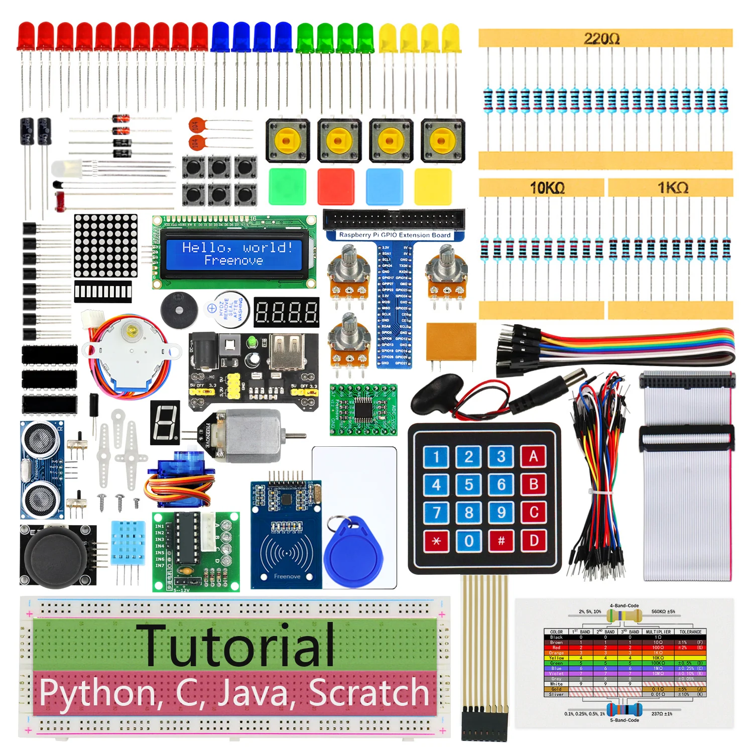 Freenove RFID Starter Kit for Raspberry Pi 5 4 B 3 B+ 400 Zero 2 W, 927-Page Detailed Tutorial, Python C Java Scratch Processing Code, 204 Items, 122 Projects