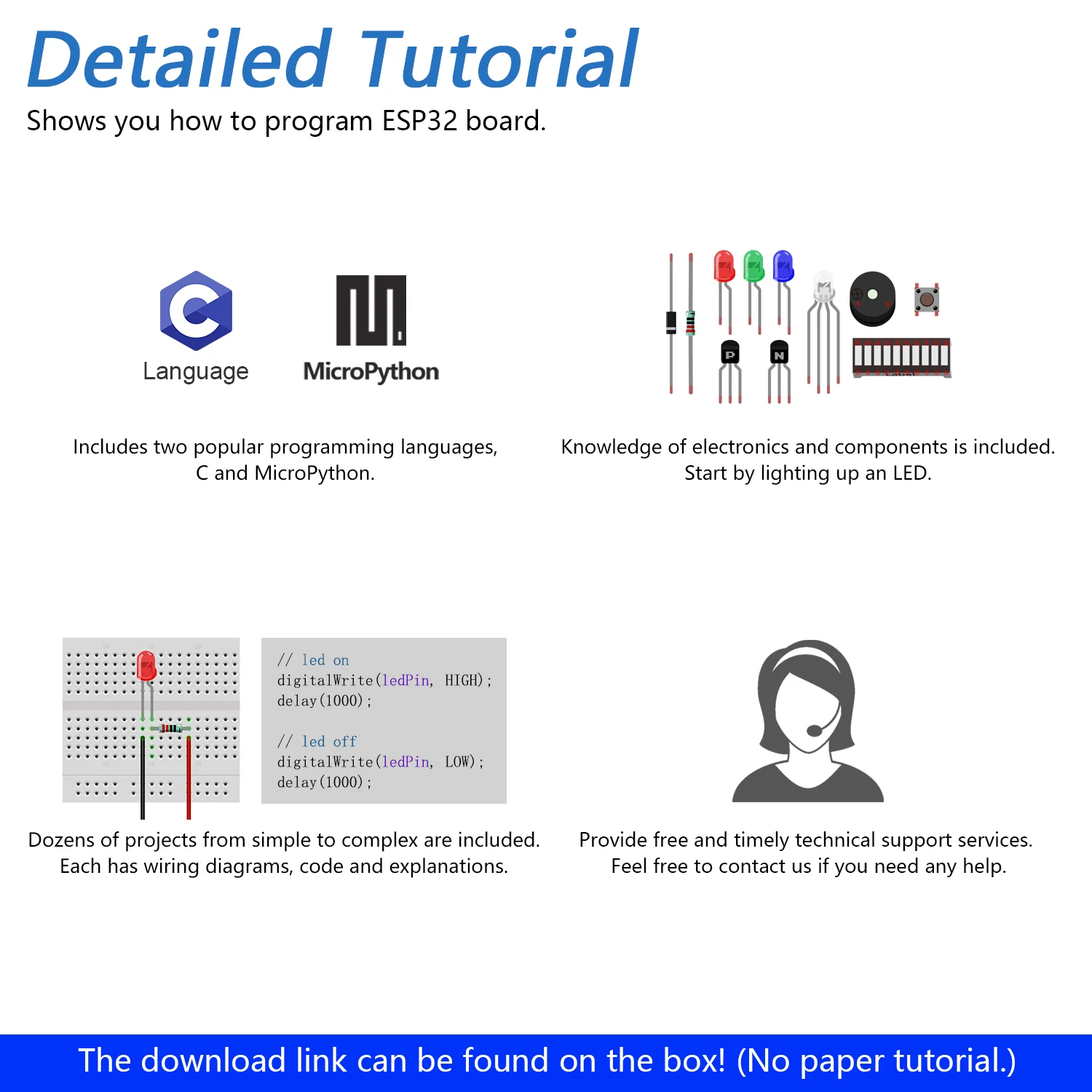 Freenove Super Starter Kit for ESP32 CAM Camera Wi-Fi Bluetooth, Dual-core 32-bit 240 MHz Microcontroller, Python C Code, 522-Page Detailed Tutorial, 173 Items, 78 Projects - Image 5