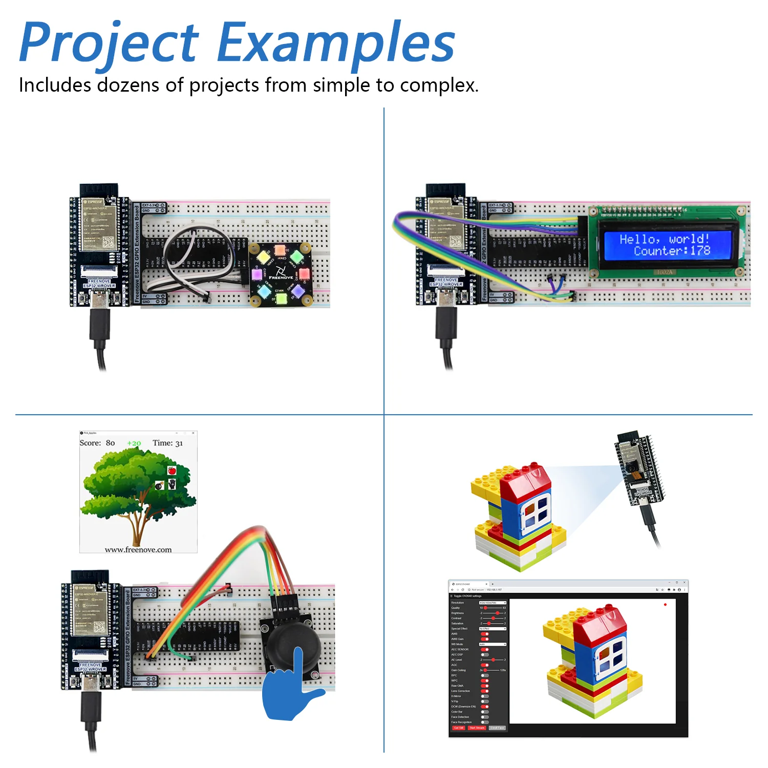 Freenove Ultimate Starter Kit for ESP32 CAM Camera Wi-Fi Bluetooth, Dual-core 32-bit 240 MHz Microcontroller, Python C Java, 795-Page Detailed Tutorial, 240 Items, 122 Projects - Image 4