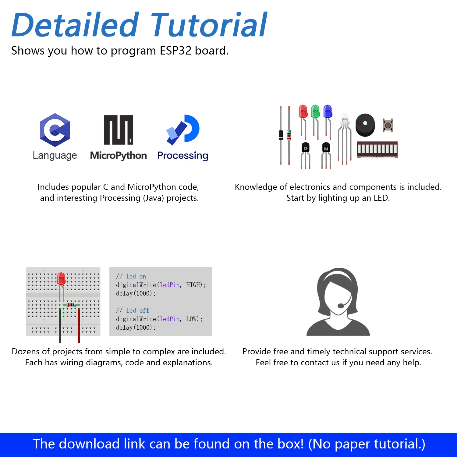 Freenove Ultimate Starter Kit for ESP32 CAM Camera Wi-Fi Bluetooth, Dual-core 32-bit 240 MHz Microcontroller, Python C Java, 795-Page Detailed Tutorial, 240 Items, 122 Projects - Image 5
