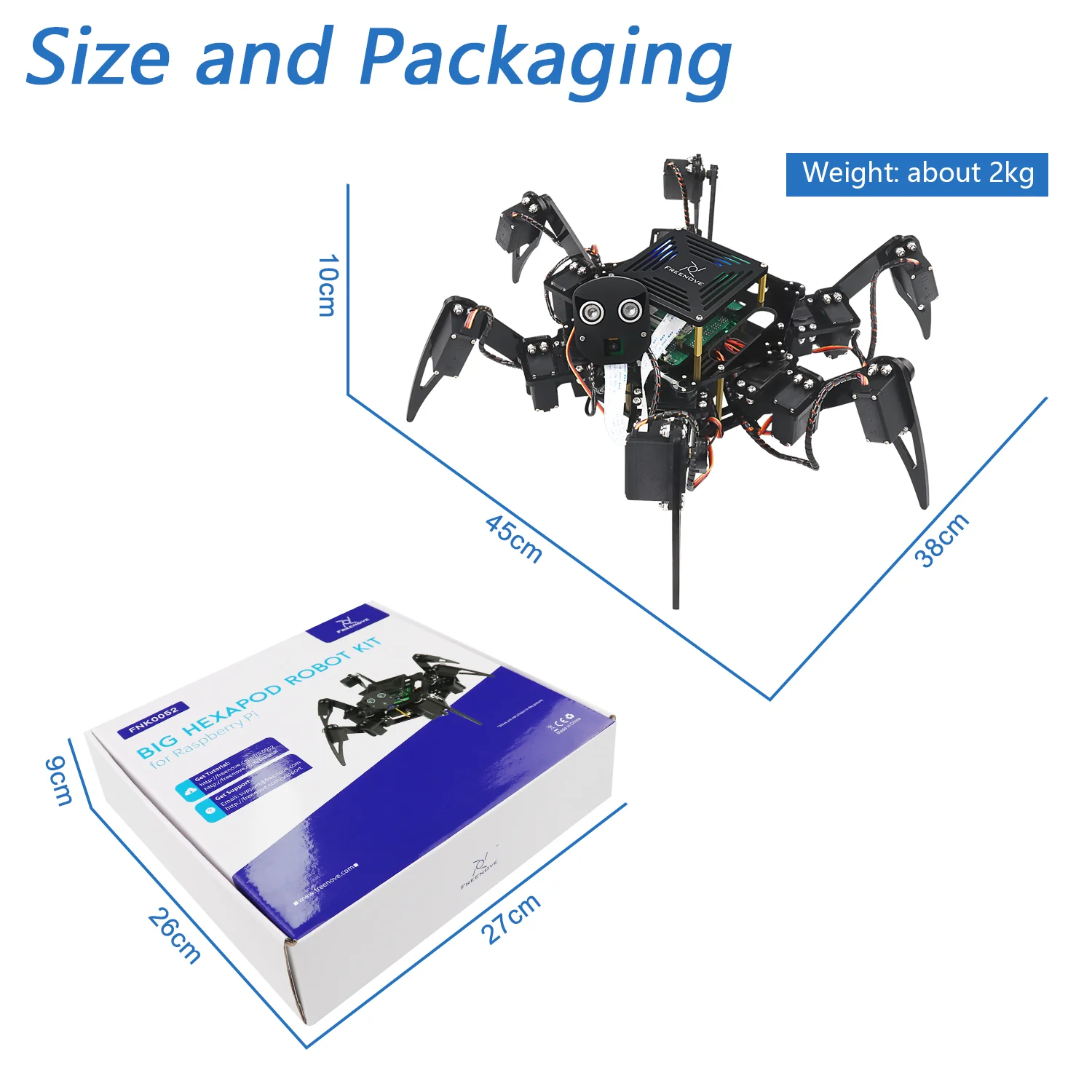 Freenove Big Hexapod Robot Kit for Raspberry Pi 5 4 B 3 B+ Zero 2 W, Walking, Self Balancing, Face Recognition, Ultrasonic Ranging, App Control, Camera, Servo - Image 7