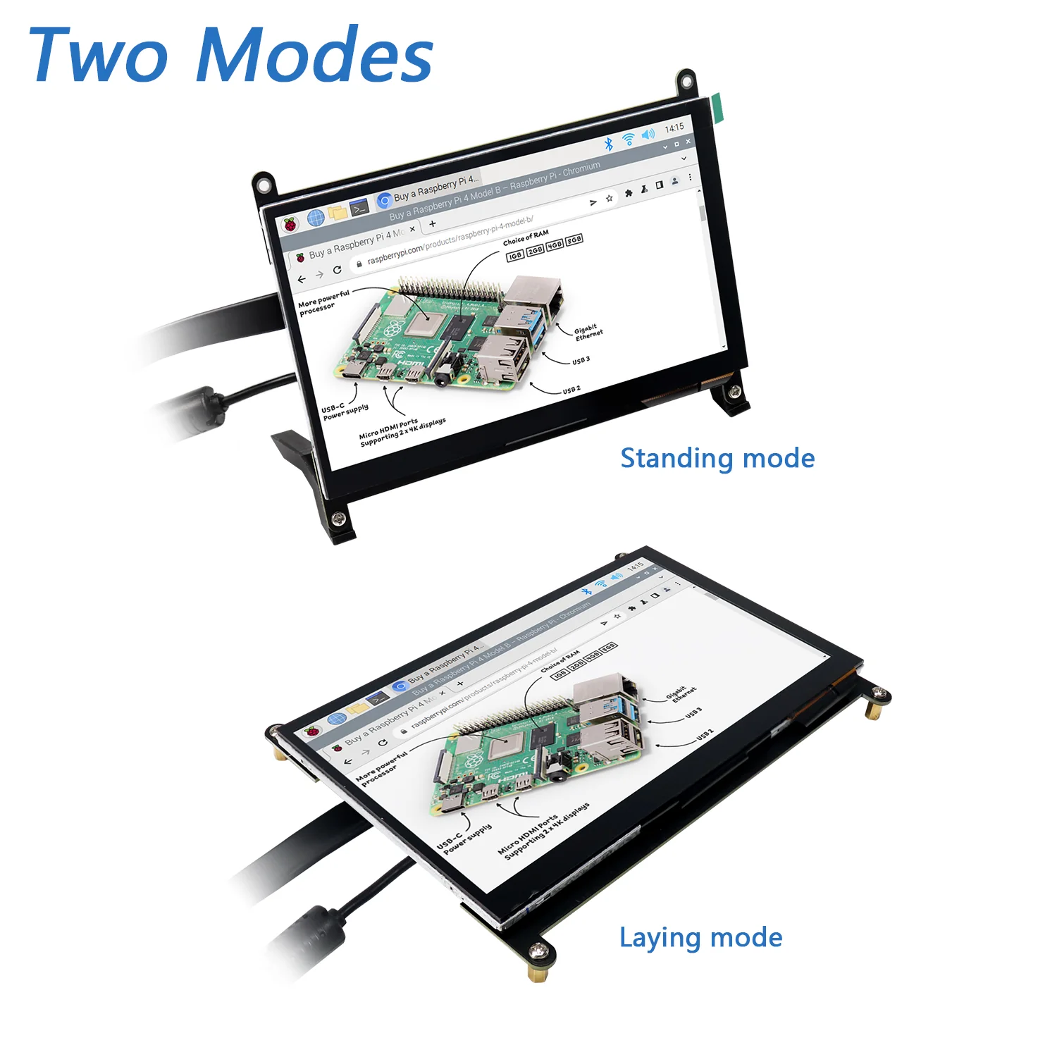 Freenove 7 Inch HDMI Touchscreen Monitor for Raspberry Pi 5 4 Jetson Nano PC (No Shell), 1024x600 Pixel IPS Display, 5-Point Touch Capacitive Screen - Image 3