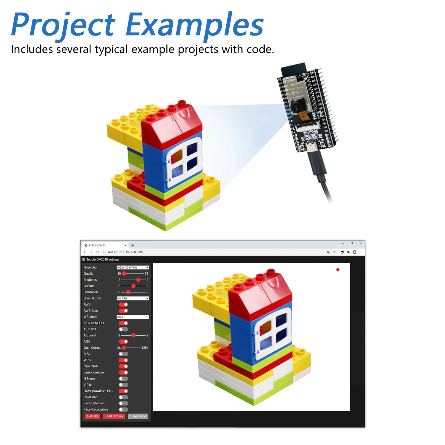 Freenove ESP32 CAM Camera Wi-Fi Bluetooth Board, Dual-core 32-bit 240 MHz Microcontroller, Python C Code, Example Projects Tutorial - Image 4