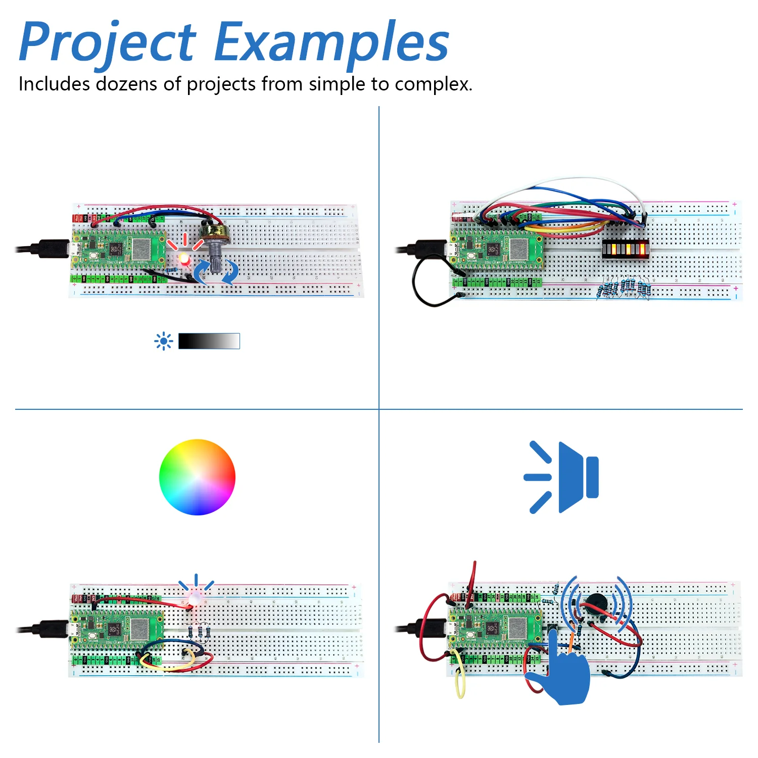 Freenove Basic Starter Kit for Raspberry Pi Pico 1 2 W H WH, 386-Page Detailed Tutorial, 142 Items, 55 Projects, Python C Code - Image 4