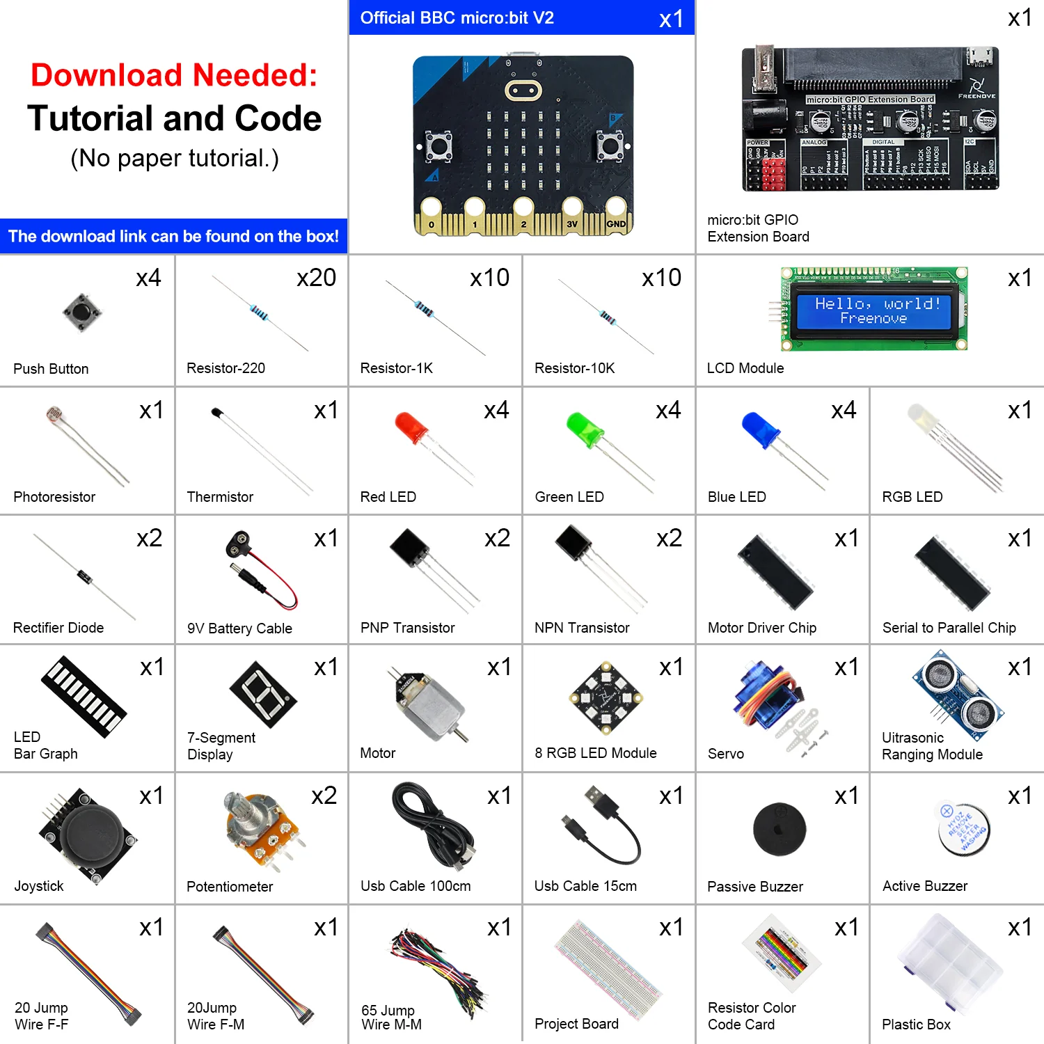 Freenove Super Starter Kit for BBC micro:bit V2, 266-Page Detailed Tutorial, 192 Items, 38 Projects, Blocks and Python Code - Image 2