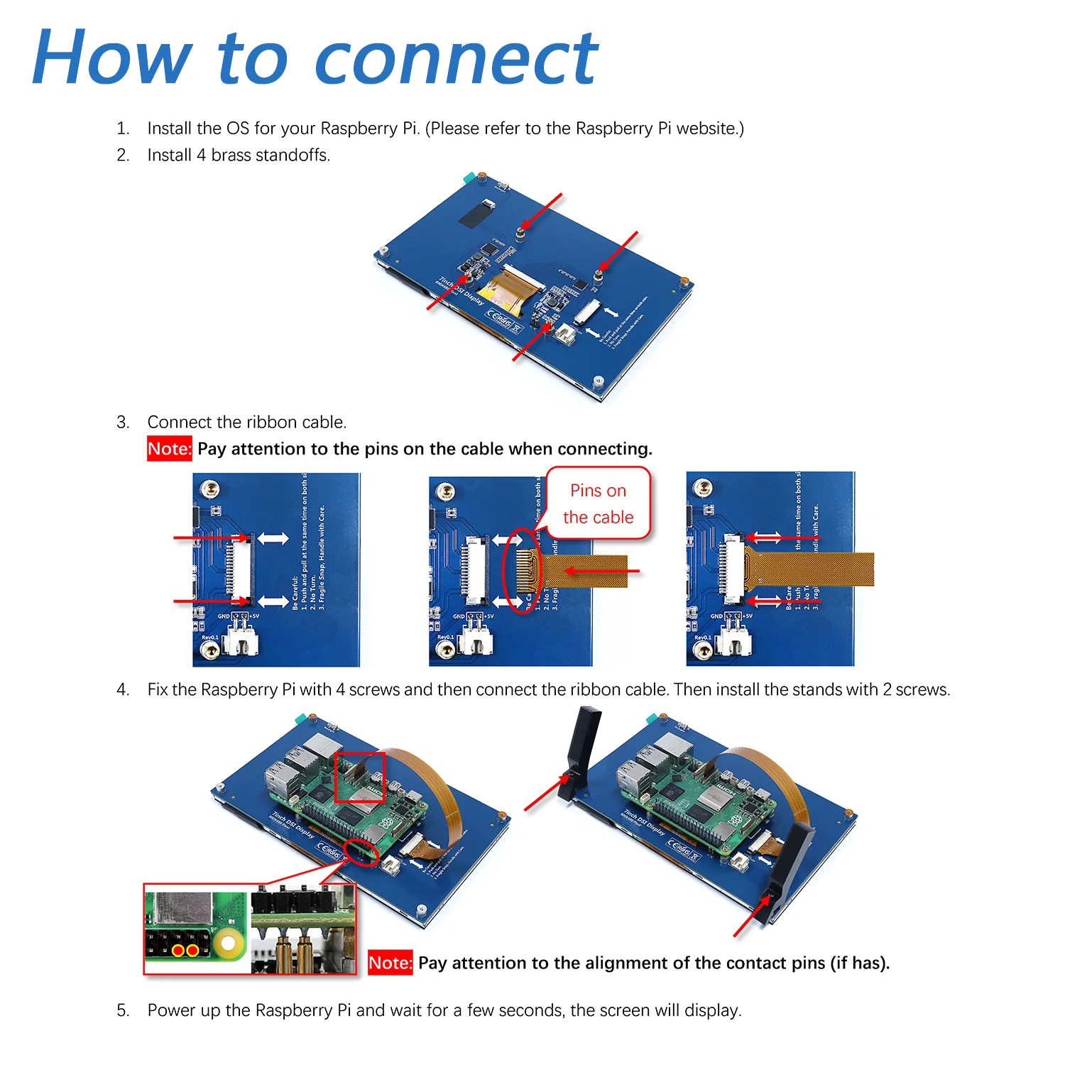 Freenove 5 / 7 Inch Touchscreen Monitor for Raspberry Pi 5 4 B 3 B+ A+, 800x480 Pixel IPS / TN Display, 5-Point Touch Capacitive Screen, Driver-Free MIPI DSI Port - Image 4