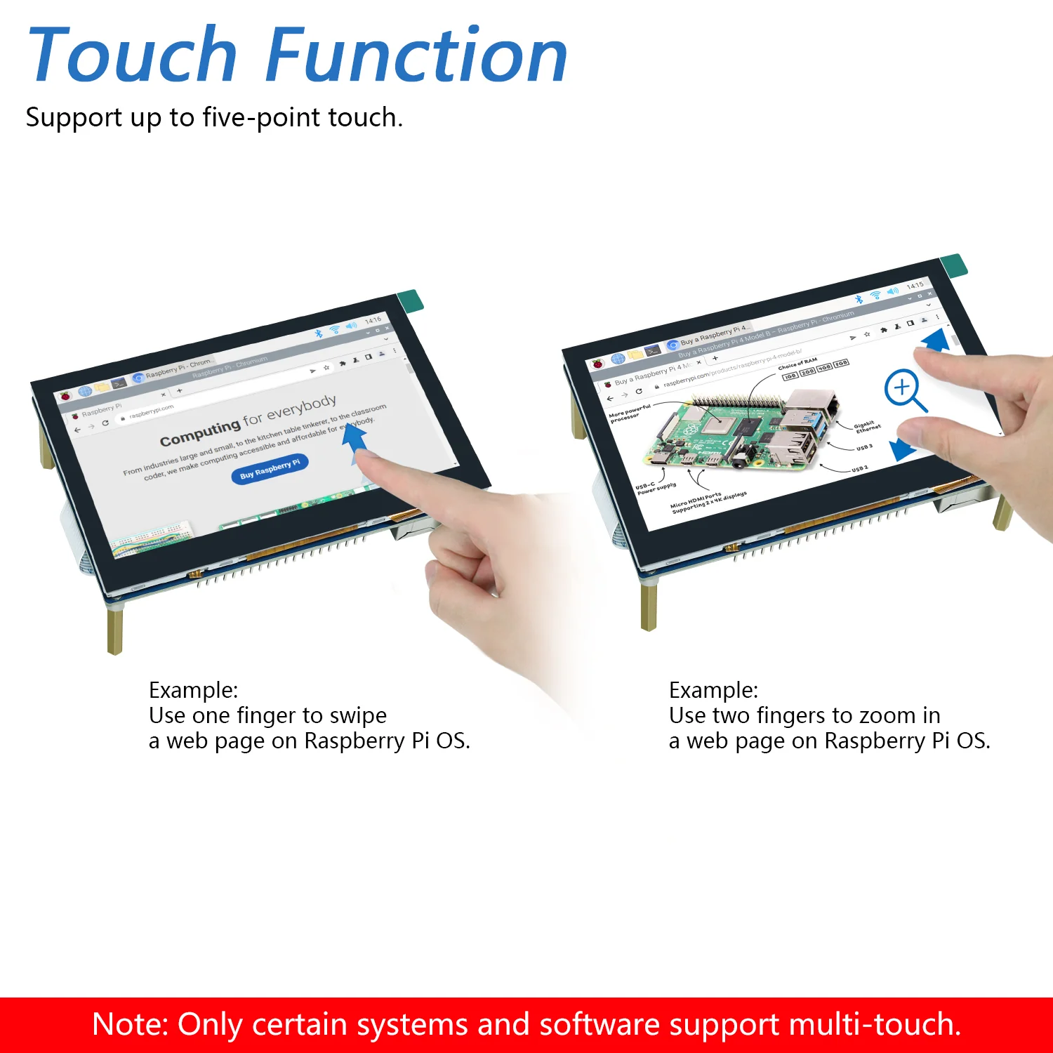 Freenove 4.3 Inch Touchscreen Monitor for Raspberry Pi 5 4 B 3 B+ A+, 800x480 Pixel IPS Display, 5-Point Touch Capacitive Screen, Driver-Free MIPI DSI Port - Image 3