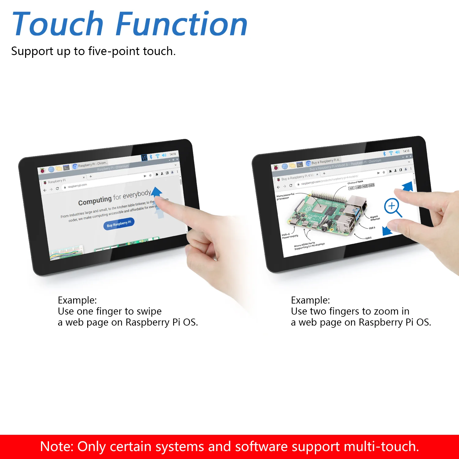 Freenove 7 Inch Touch Display for Raspberry Pi 5 4 B 3 B+ A+, 800x480 Pixel IPS Monitor, 5-Point Capacitive Touchscreen, Driver-Free MIPI DSI Port - Image 4