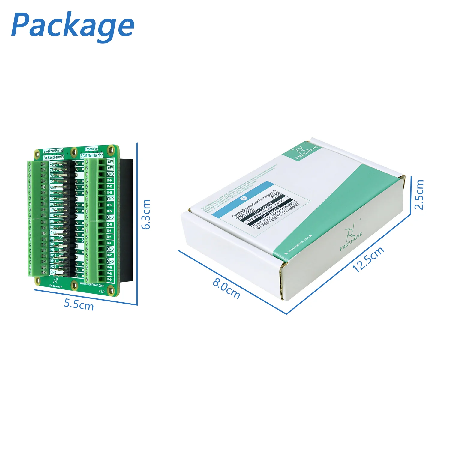 Freenove Breakout Board for Raspberry Pi 5 / 4B / 3B+ / 3B / 3A+ / 2B / 1B+ / 1A+ / Zero 2 W / Zero W / Zero, Terminal Block Shield HAT with Pin Header, GPIO Status LED - Image 7