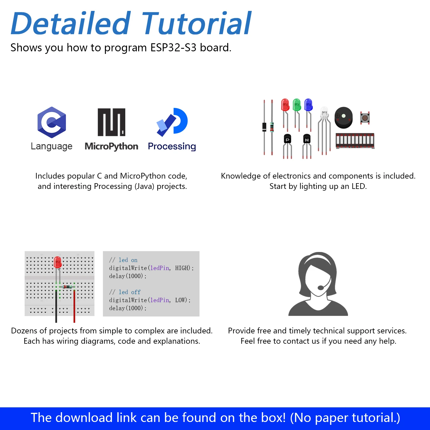 Freenove Ultimate Starter Kit for ESP32-S3 ESP32 S3 CAM Camera Wi-Fi Bluetooth, Dual-core 32-bit 240 MHz Microcontroller, Python C Java, 783-Page Detailed Tutorial, 243 Items, 116 Projects - Image 5