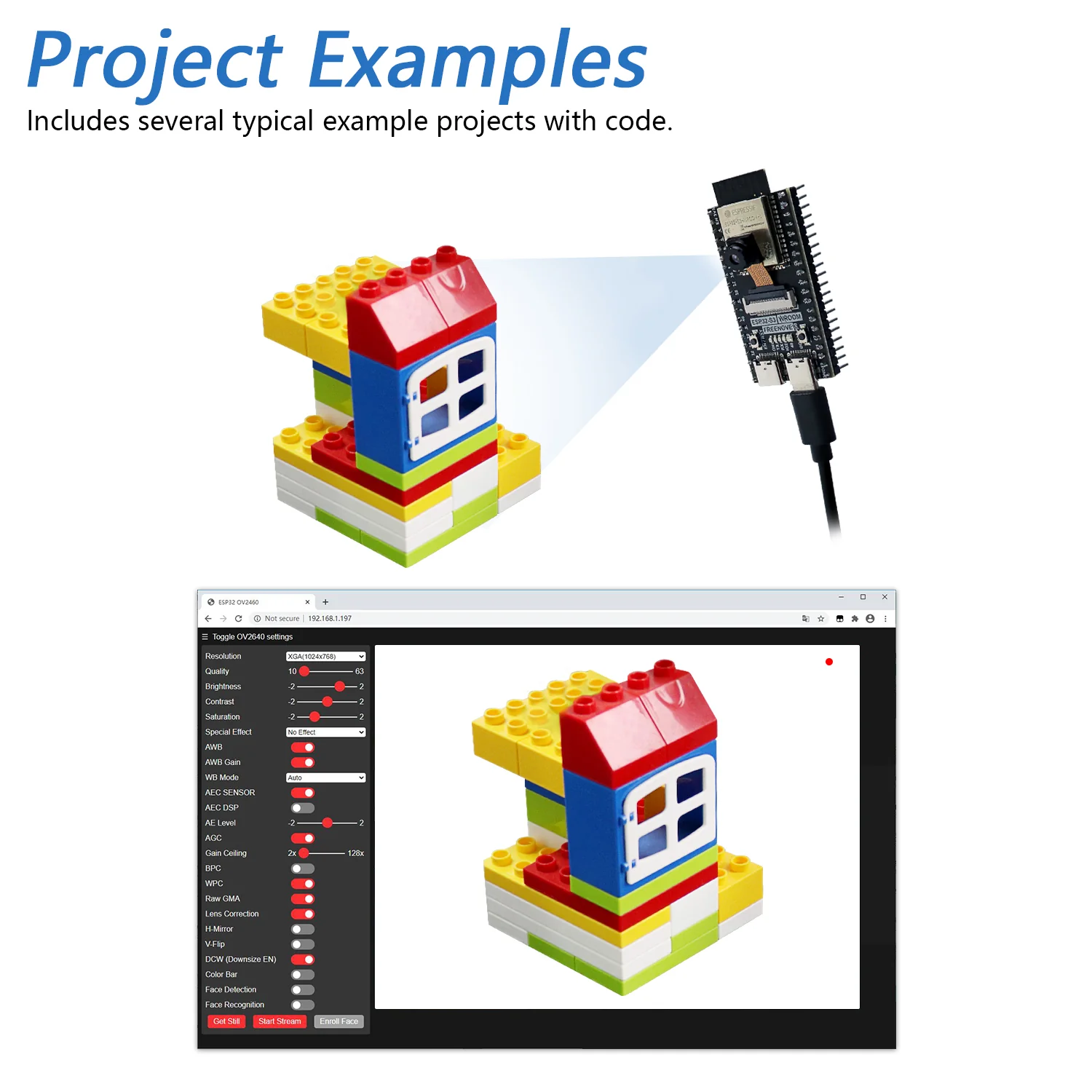 Freenove ESP32-S3 ESP32 S3 CAM Camera Wi-Fi Bluetooth Board, Dual-core 32-bit 240 MHz Microcontroller, Python C Code, Example Projects Tutorial - Image 4