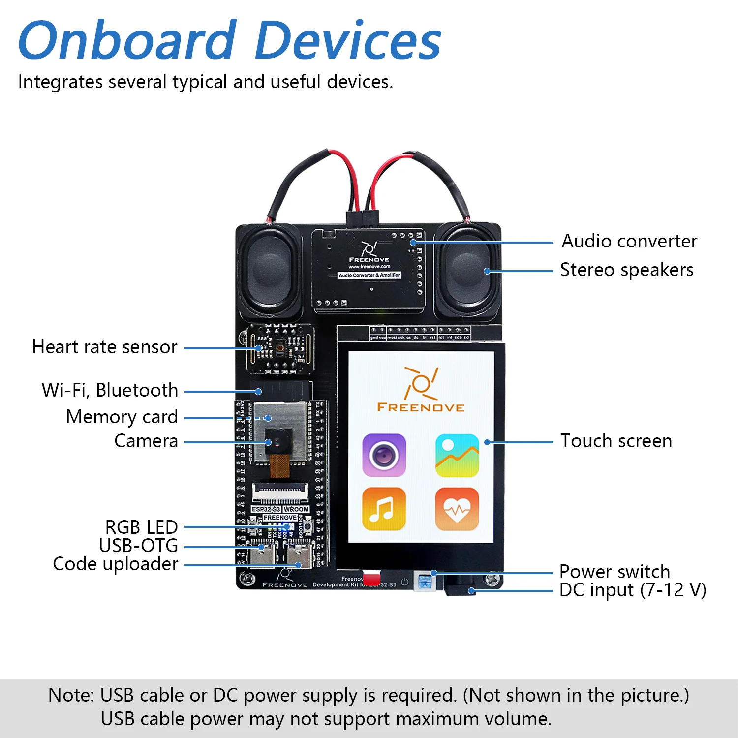 Freenove Development Kit for ESP32-S3 ESP32 S3 CAM Camera Wi-Fi Bluetooth, Dual-core 32-bit 240 MHz Microcontroller, Touch Screen Stereo Speakers Heart Rate Sensor, Tutorial Code - Image 3