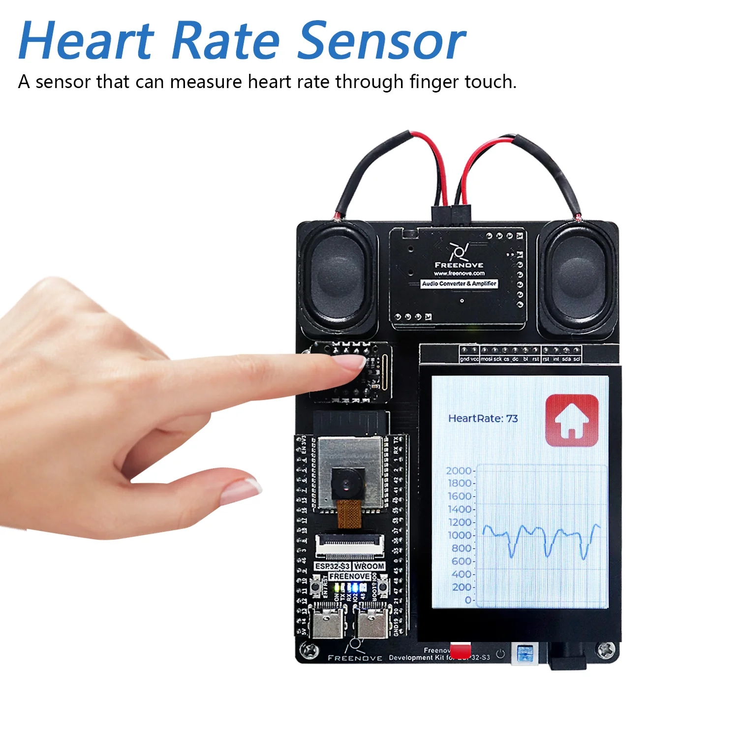 Freenove Development Kit for ESP32-S3 ESP32 S3 CAM Camera Wi-Fi Bluetooth, Dual-core 32-bit 240 MHz Microcontroller, Touch Screen Stereo Speakers Heart Rate Sensor, Tutorial Code - Image 5