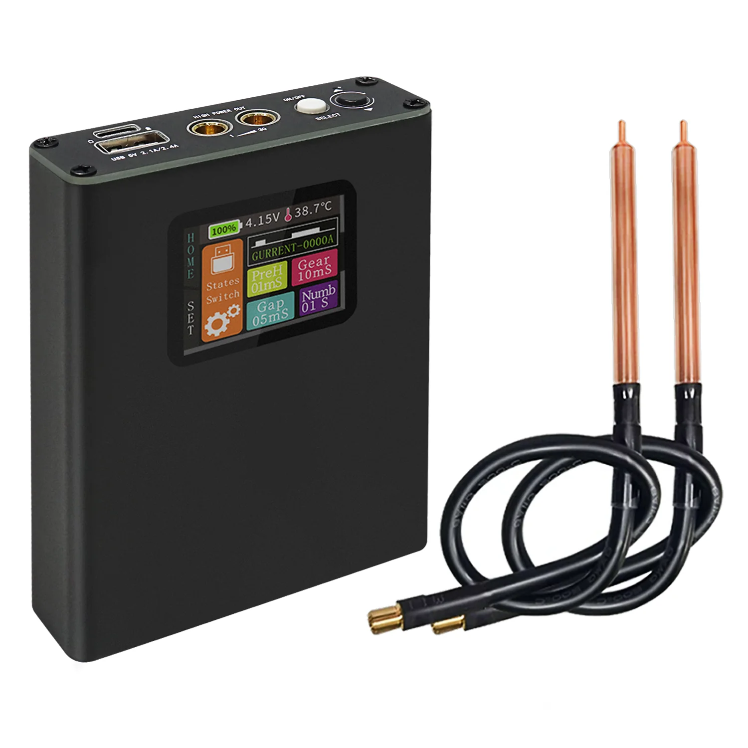 Freenove Portable Spot Welder with Colorful Screen USB Output, Adjustable Handheld Mini Machine, Lithium Battery Plate Welding, 0.1-0.15mm Nickel Strip