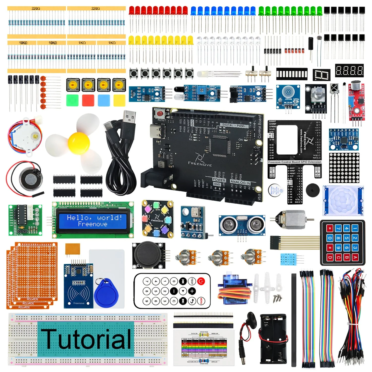Freenove Complete Starter Kit (Compatible with Arduino UNO R4 WiFi Mini), Arm Cortex-M4 Microcontroller, Onboard ESP32-S3, 474-Page Detailed Tutorial, 343 Items, 90 Projects - Image 8