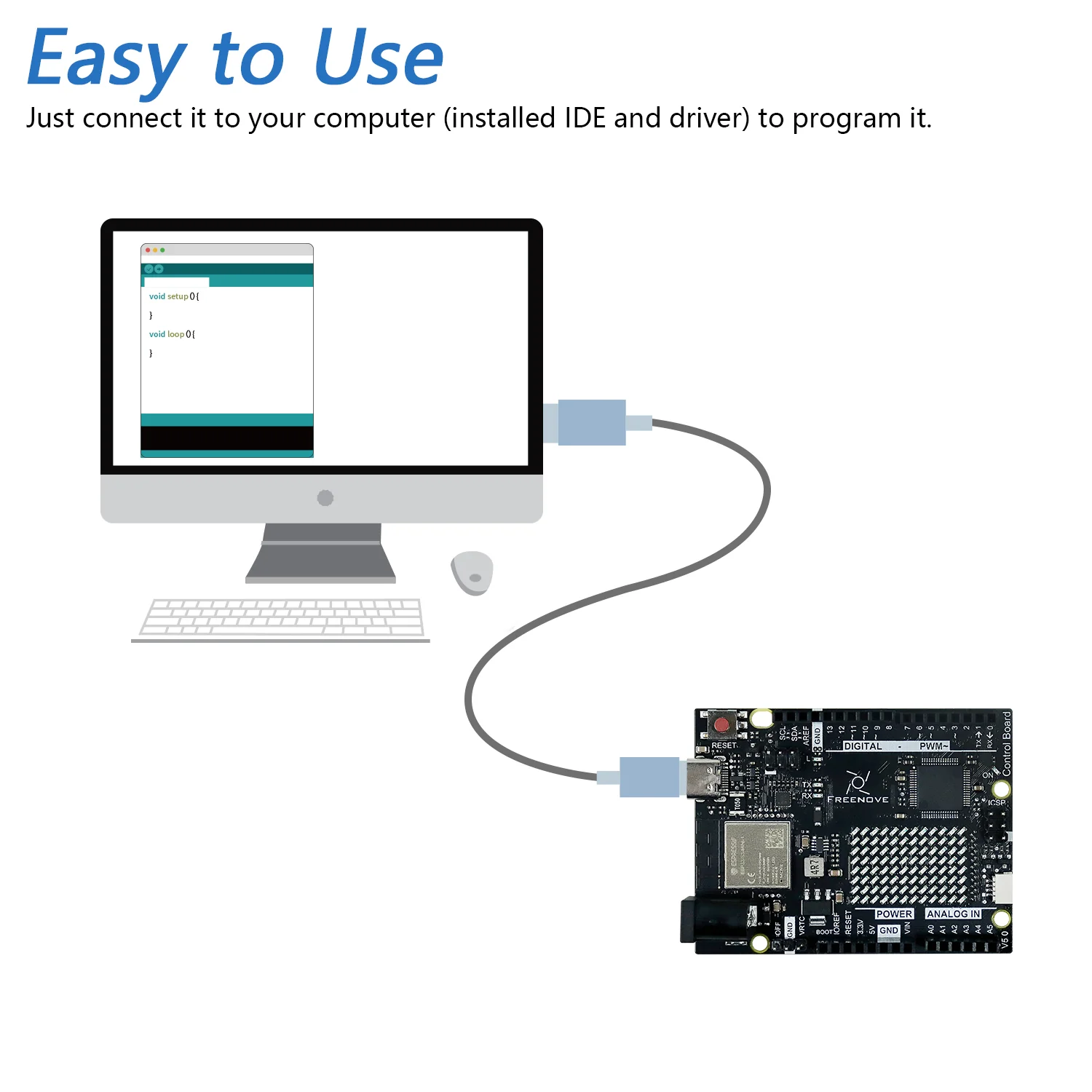 Freenove Control Board V5 (Compatible with Arduino UNO R4 WiFi Mini), Arm Cortex-M4 Microcontroller, Onboard ESP32-S3, LED matrix, USB-C Connector, Example Projects and Code Tutorial - Image 2