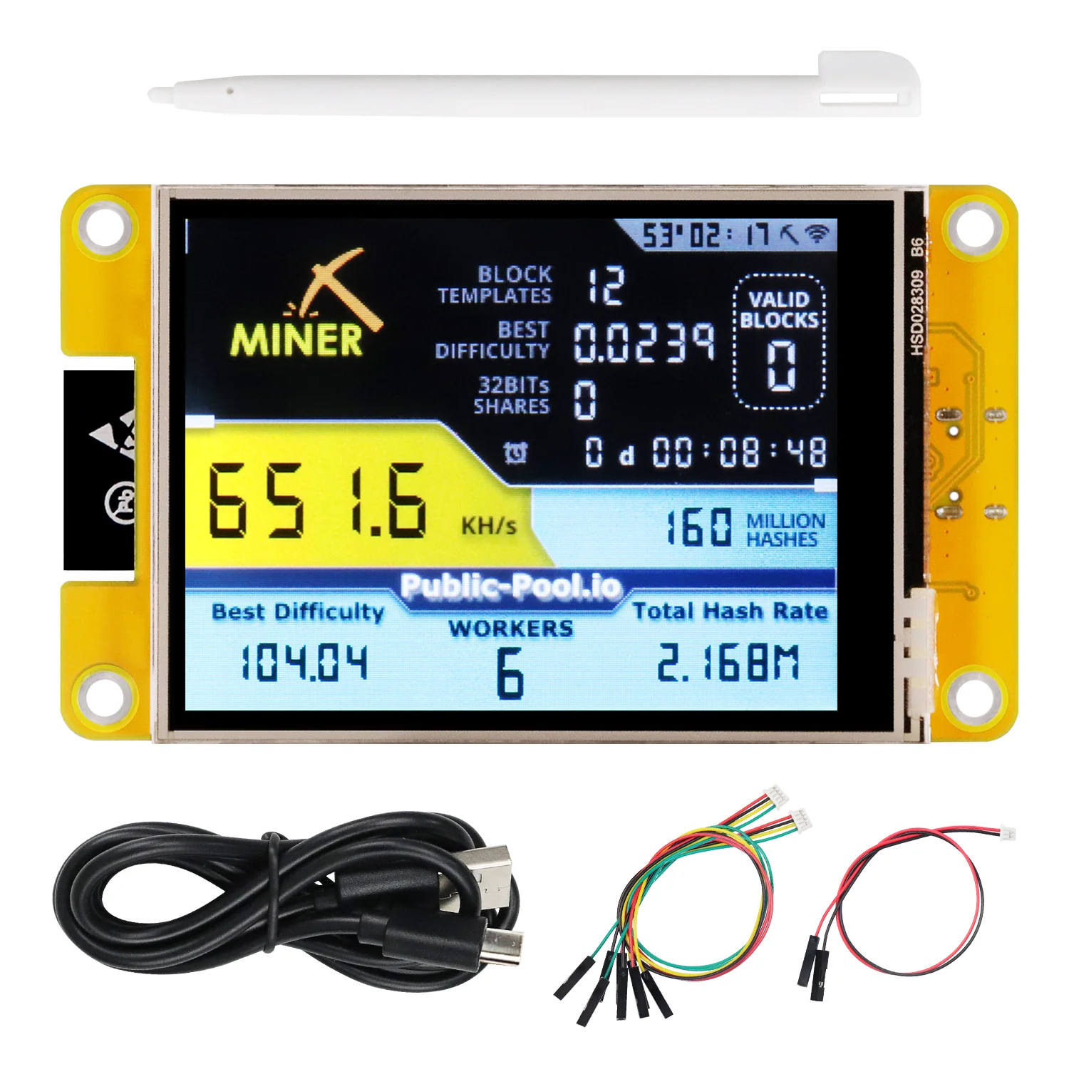 Freenove Bitcoin Miner Solo Lottery Miner, ESP32 CYD 2.8 3.2 3.5 4.0 Inch Touch Display, Dual-core 32-bit 240 MHz Microcontroller WiFi BT Programmable, Code Tutorial - Image 6
