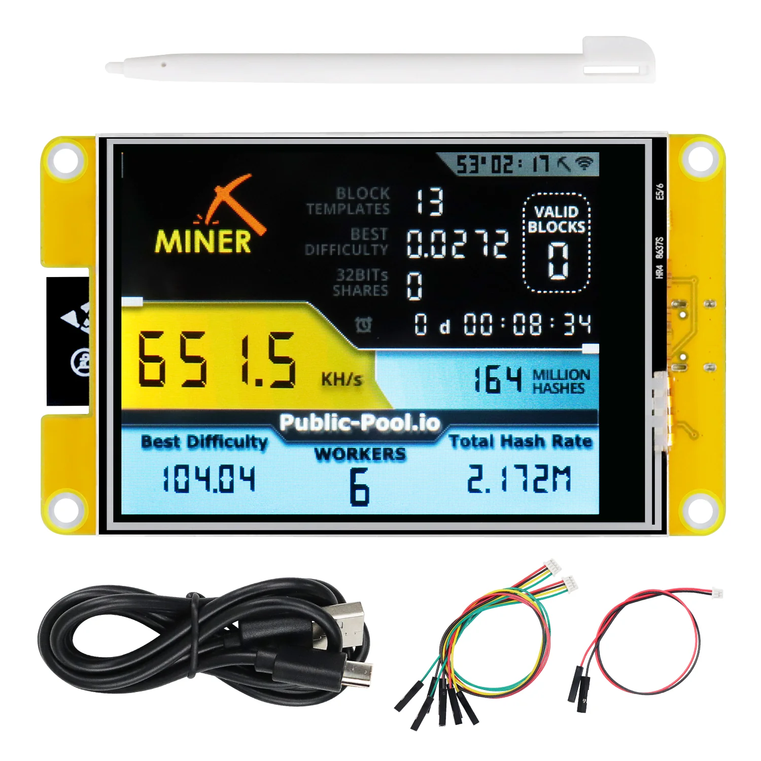 Freenove Bitcoin Miner Solo Lottery Miner, ESP32 CYD 2.8 3.2 3.5 4.0 Inch Touch Display, Dual-core 32-bit 240 MHz Microcontroller WiFi BT Programmable, Code Tutorial - Image 7