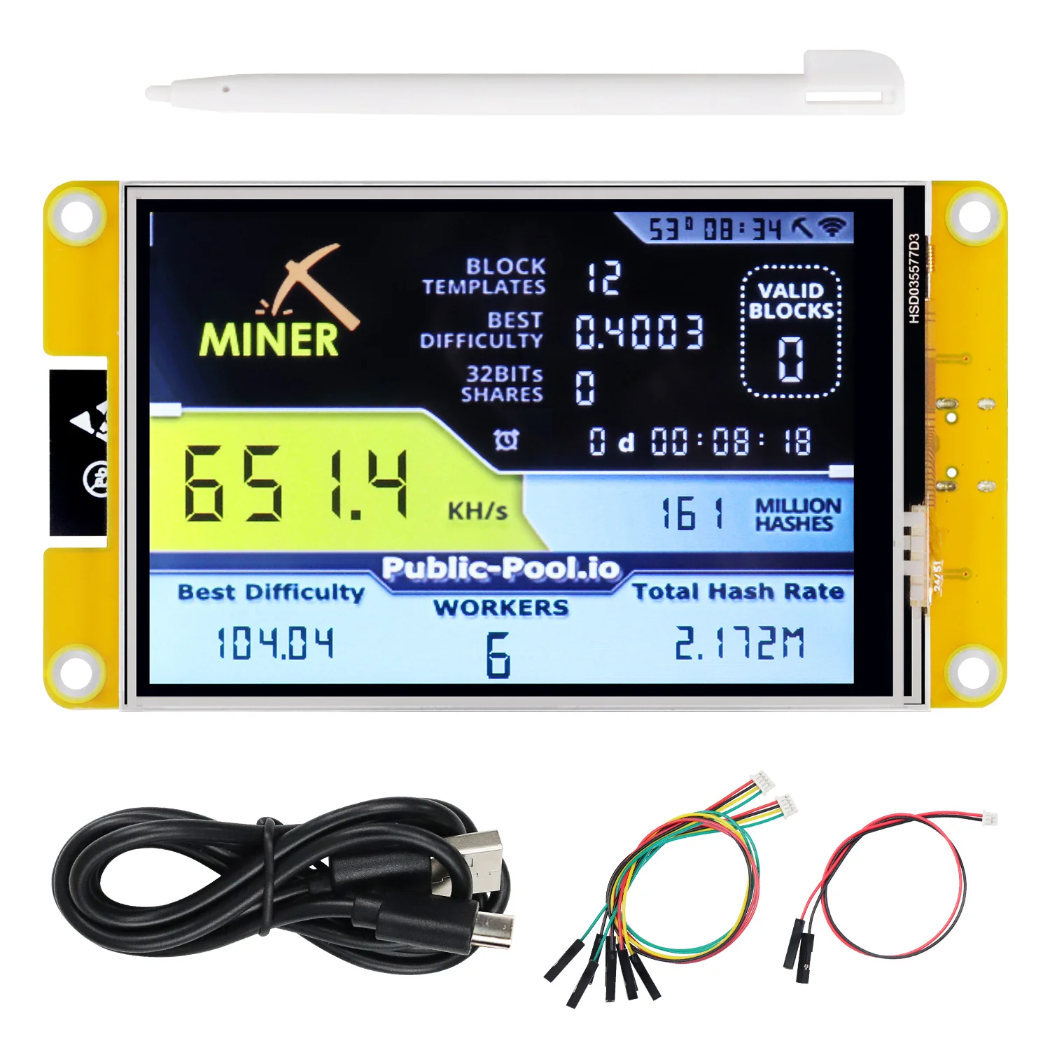 Freenove Bitcoin Miner Solo Lottery Miner, ESP32 CYD 2.8 3.2 3.5 4.0 Inch Touch Display, Dual-core 32-bit 240 MHz Microcontroller WiFi BT Programmable, Code Tutorial - Image 8