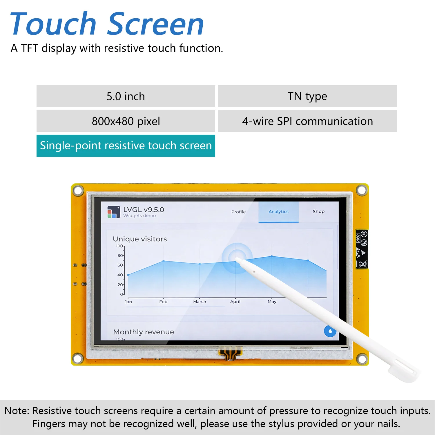 Freenove ESP32 S3 Touch Display CYD WiFi BT, 4.3 5.0 Inch Touchscreen, Dual-core 32-bit 240 MHz, Code Example Projects Tutorial - Image 7